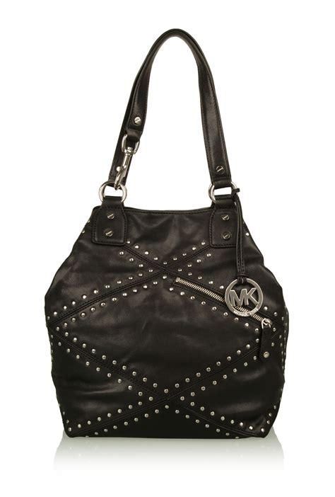 michael kors bag leather black|michael kors black studded bag.